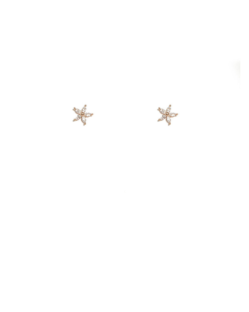 Cubic Zirconia Rose Gold Plated Flower Stud Earrings