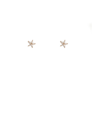 Cubic Zirconia Rose Gold Plated Flower Stud Earrings