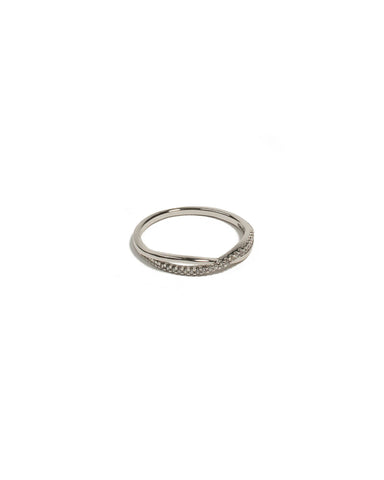 Cubic Zirconia White Gold Plated Encrusted Twist Ring - Large