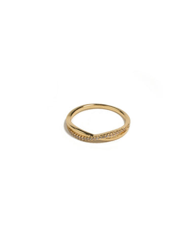 Cubic Zirconia Gold Plated Encrusted Twist Ring - Medium