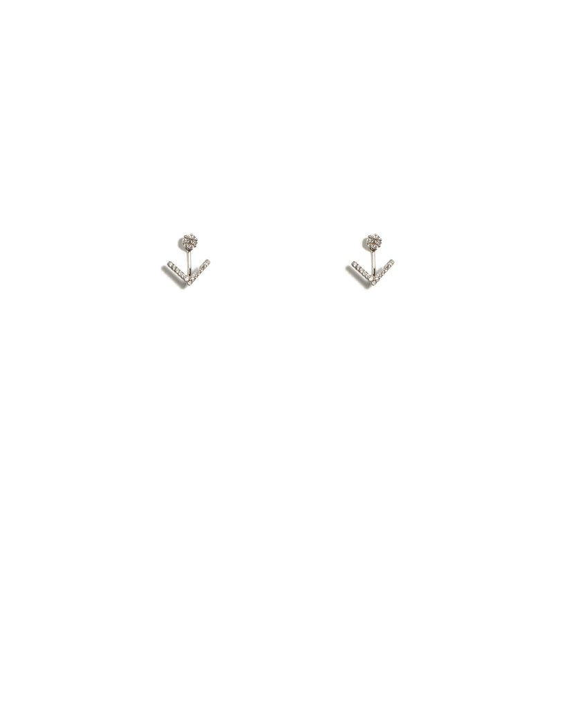 Cubic Zirconia White Gold Plated Encrusted Anchor Earrings