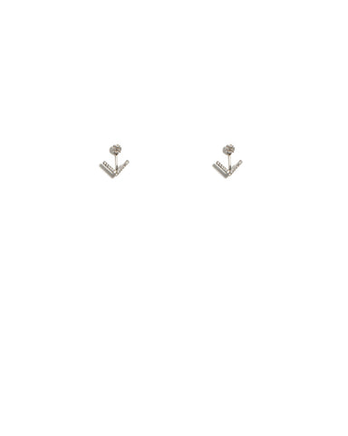Cubic Zirconia White Gold Plated Encrusted Anchor Earrings