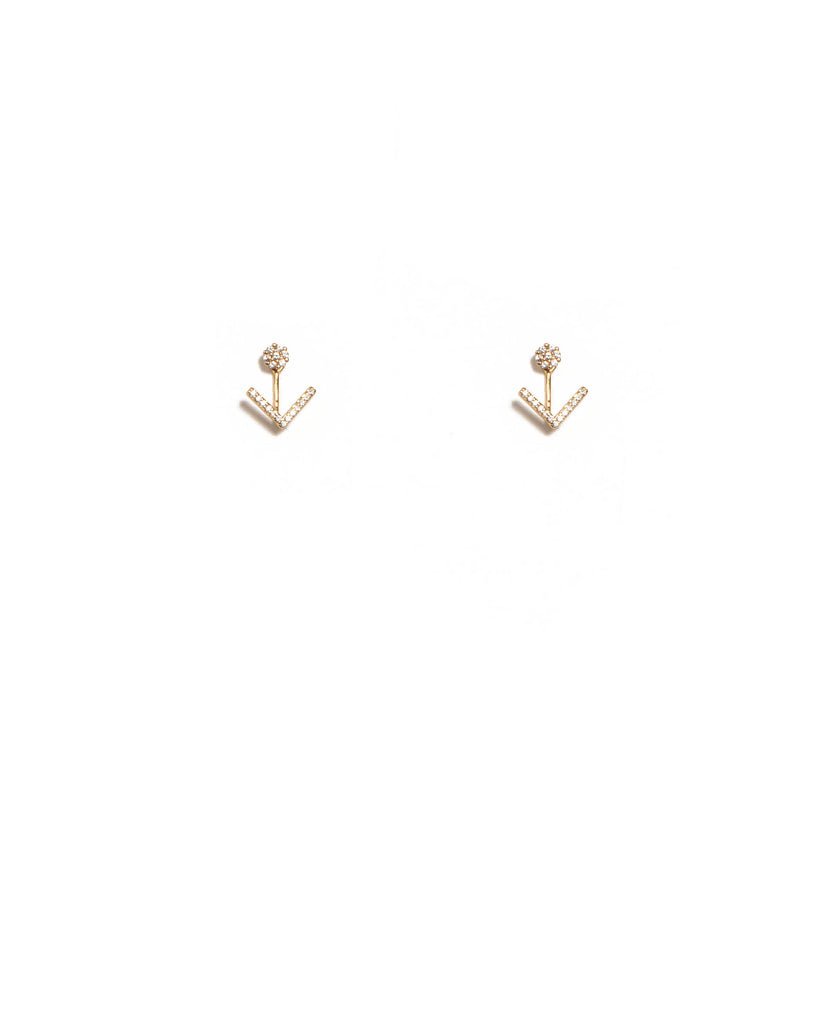 Cubic Zirconia Gold Plated Encrusted Anchor Earrings