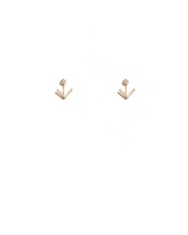 Cubic Zirconia Gold Plated Encrusted Anchor Earrings