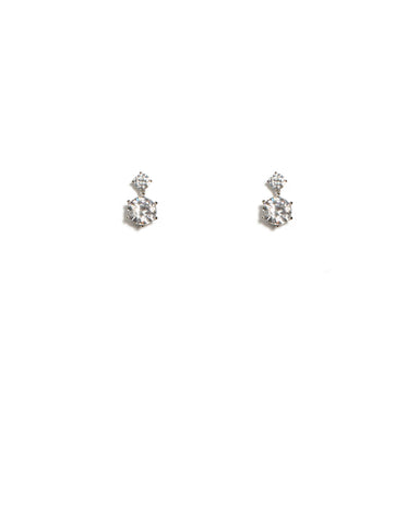 Cubic Zirconia White Gold Plated Drop Stud Earrings