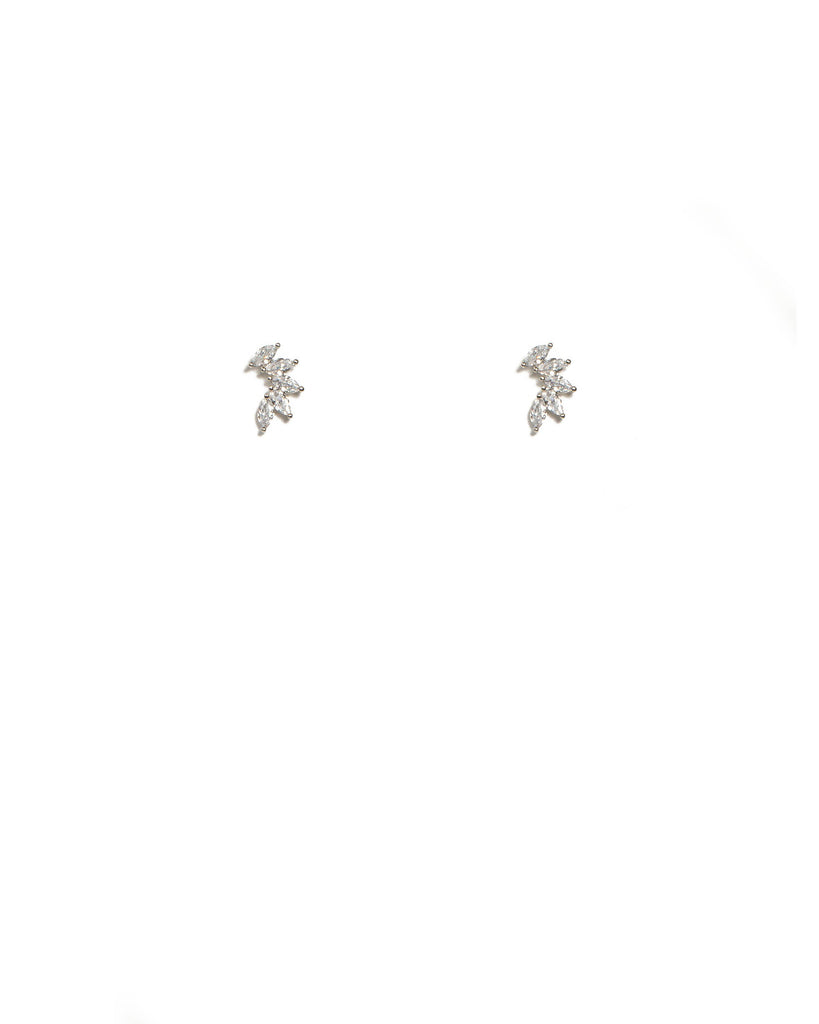 Cubic Zirconia White Gold Plated Marquise Cluster Stud Earrings