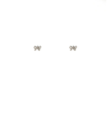 Cubic Zirconia White Gold Plated Bow Stud Earrings