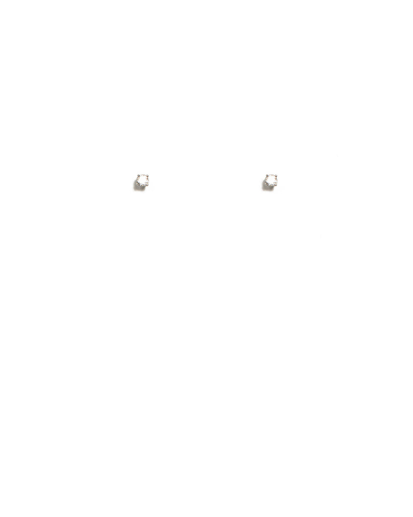 Cubic Zirconia White Gold Plated Claw Stud Earrings