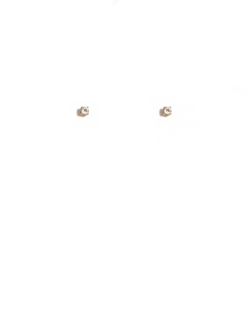 Cubic Zirconia Gold Plated Claw Stud Earrings