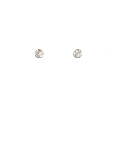 Cubic Zirconia White Gold Plated Pave Circle Stud Earrings