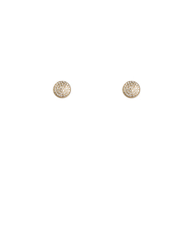 Cubic Zirconia Gold Plated Pave Circle Stud Earrings