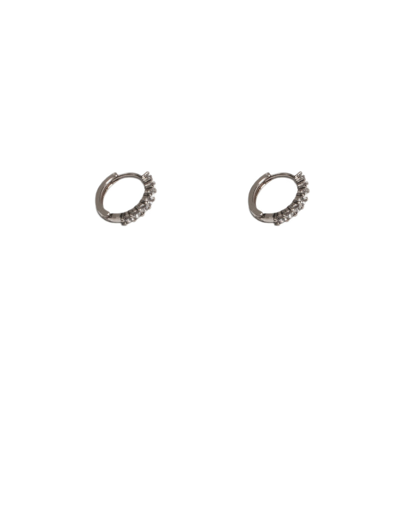 Cubic Zirconia White Gold Plated Mini Hoop Earrings