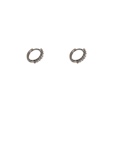 Cubic Zirconia White Gold Plated Mini Hoop Earrings