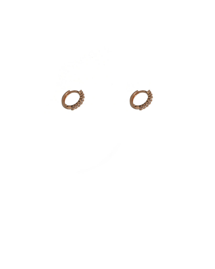 Cubic Zirconia Rose Gold Plated Mini Hoop Earrings
