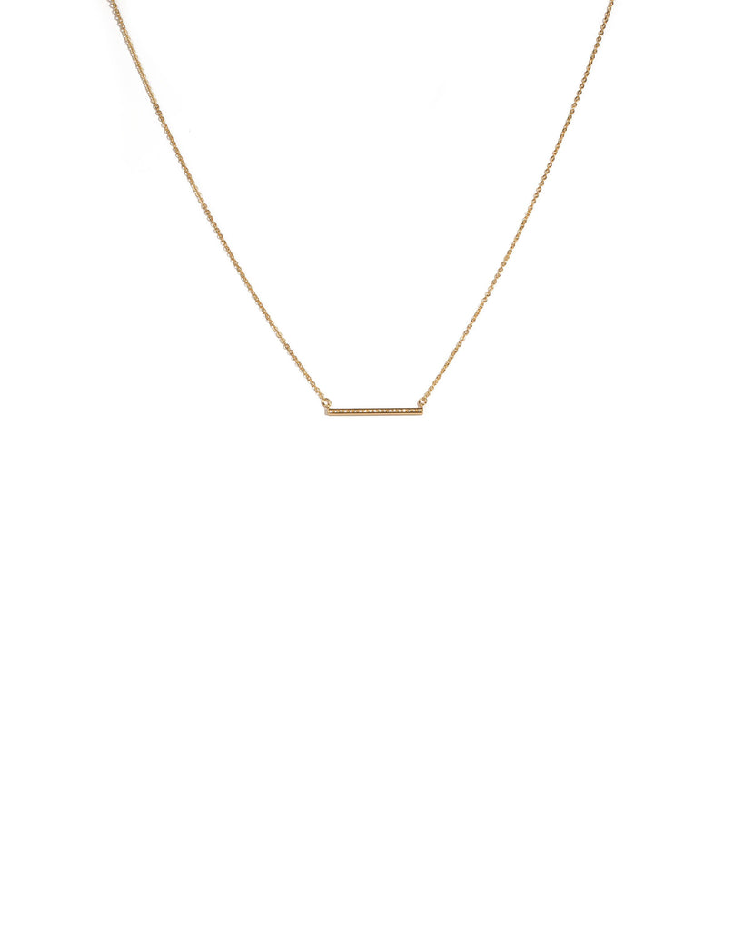 Cubic Zirconia Gold Plated Encrusted Fine Bar Necklace