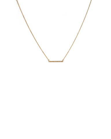 Cubic Zirconia Gold Plated Encrusted Fine Bar Necklace