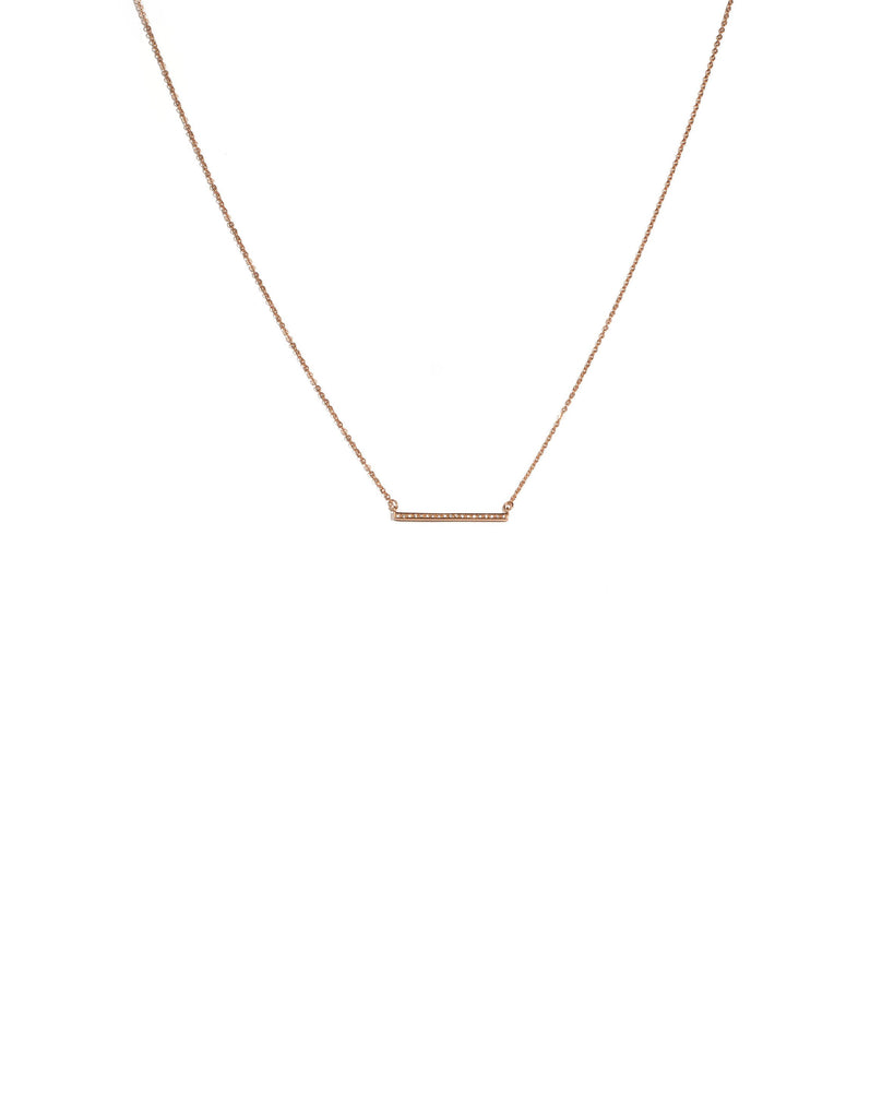 Cubic Zirconia Rose Gold Plated Encrusted Fine Bar Necklace