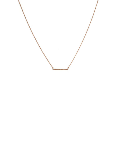 Cubic Zirconia Rose Gold Plated Encrusted Fine Bar Necklace