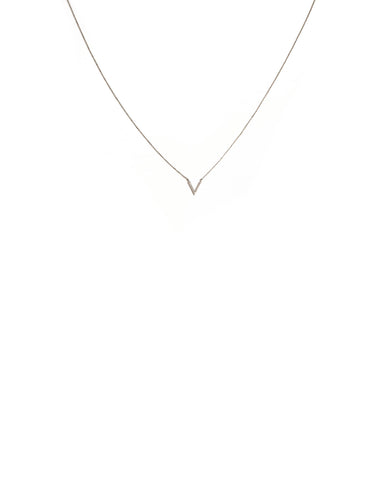 Cubic Zirconia White Gold Plated Encrusted V Fine Necklace