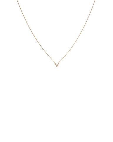 Cubic Zirconia Gold Plated Encrusted V Fine Necklace