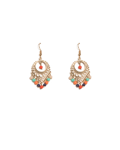 Multi Colour Gold Tone Mini Filigree Beaded Earrings