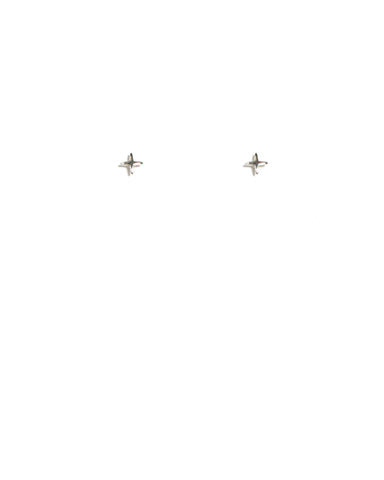 White Gold Plated Mini Cross Stud Earrings