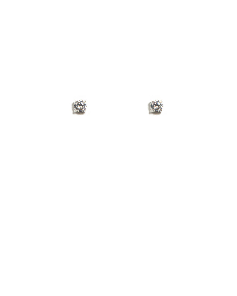 Cubic Zirconia White Gold Plated Square Claw Stud Earrings