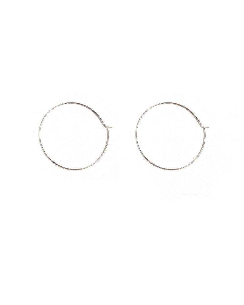 White Gold Plated Ultra Fine Hoop Earrings