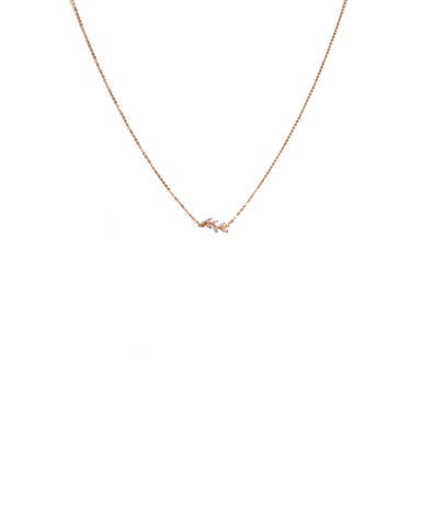 Cubic Zirconia Rose Gold Plated Fine Chain Leaf Necklace