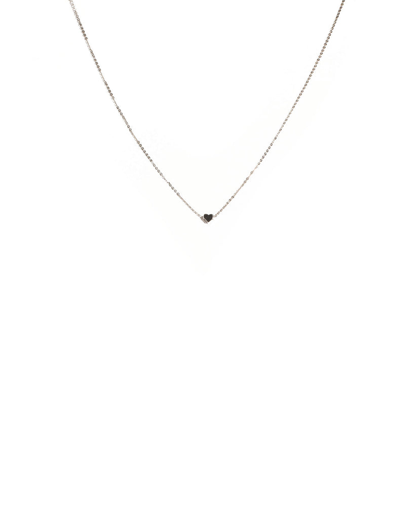 White Gold Plated Mini Heart Chain Necklace