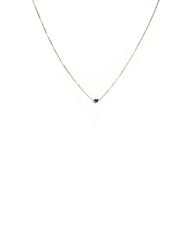 White Gold Plated Mini Heart Chain Necklace