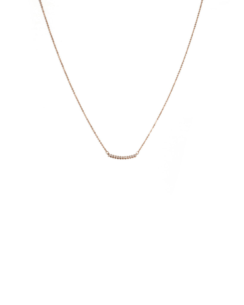 Cubic Zirconia Rose Gold Plated Fine Bar Pendant Necklace