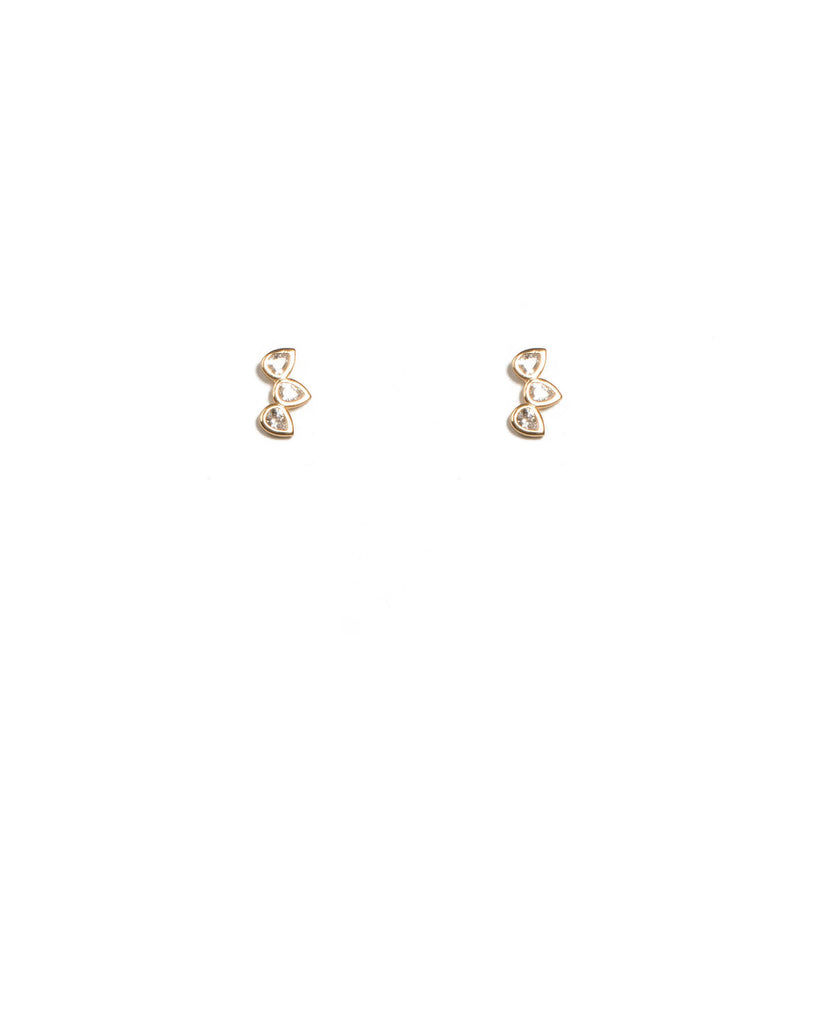 Cubic Zirconia Gold Plated Pear Cluster Stud Earrings