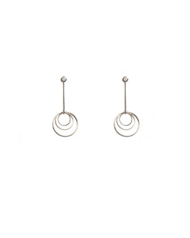 Cubic Zirconia White Gold Plated Multi Circle Drop Earrings