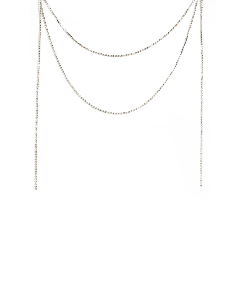 Crystal Silver Tone Crystal Drape Necklace