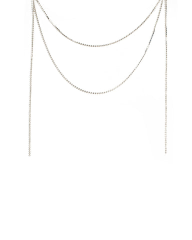 Crystal Silver Tone Crystal Drape Necklace