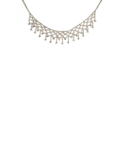 Crystal Silver Tone Diamond Crystal Choker Necklace