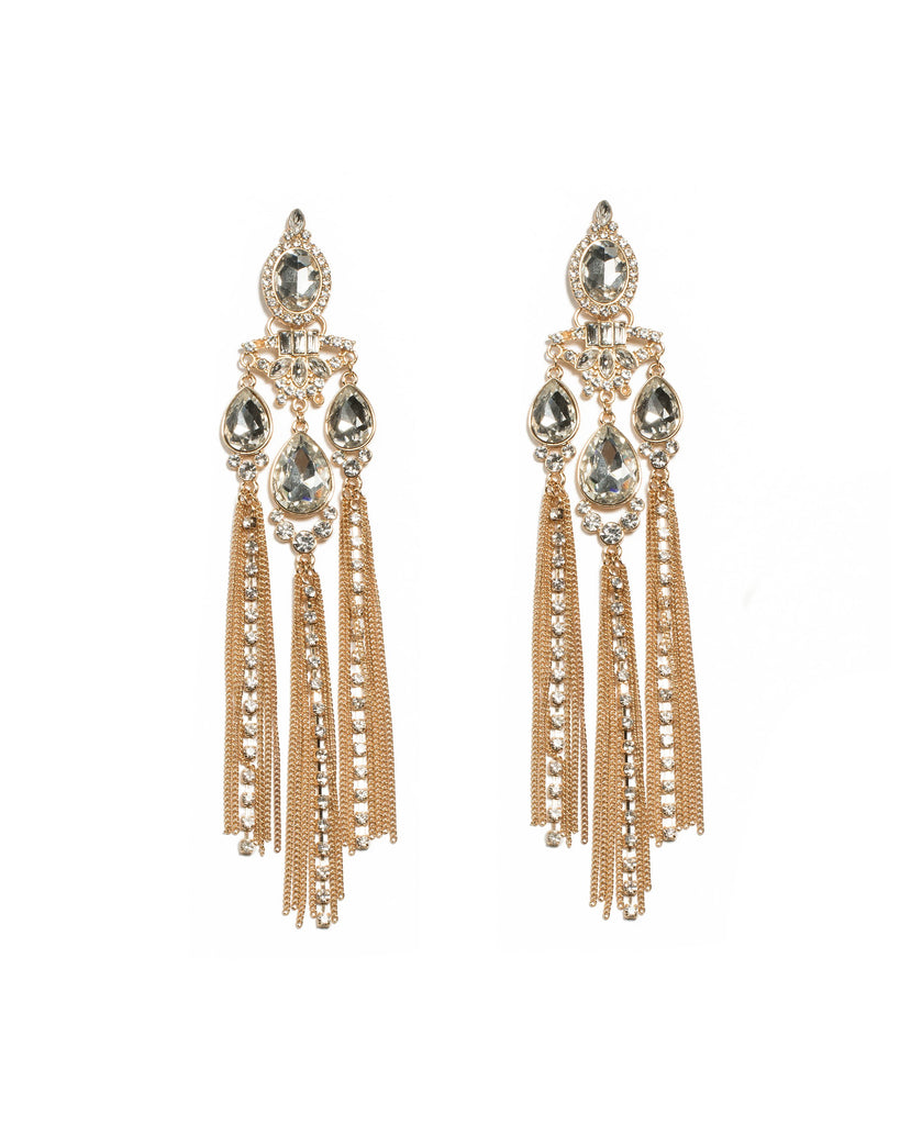 Crystal Gold Tone Multi Large Stone Drop Earrings