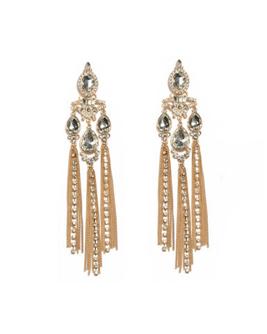Crystal Gold Tone Multi Large Stone Drop Earrings
