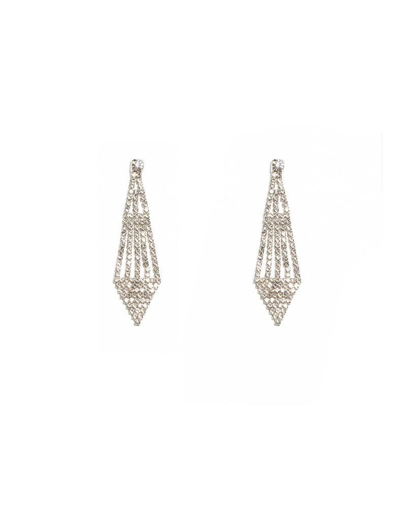 Crystal Silver Tone Crystal Drop Diamond Earrings