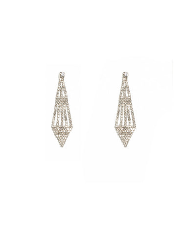 Crystal Silver Tone Crystal Drop Diamond Earrings