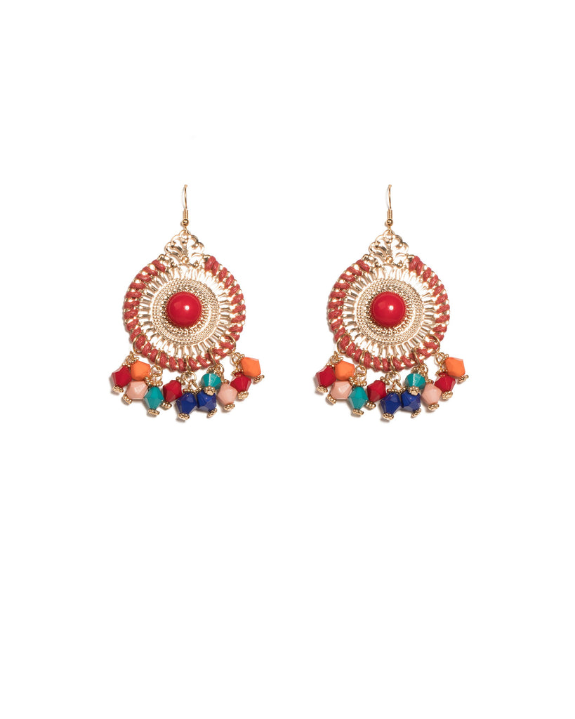 Multi Colour Gold Tone Wrap Filigree Statement Earrings