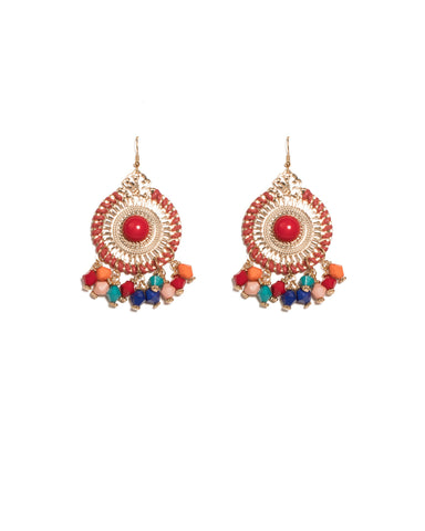 Multi Colour Gold Tone Wrap Filigree Statement Earrings