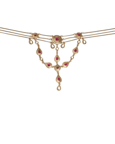 Purple Gold Tone Fine Filigree Boho Statement Necklace