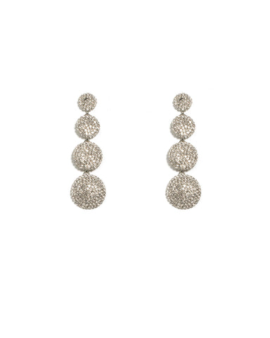 Crystal Silver Tone Pave Multi Disc Drop Earrings