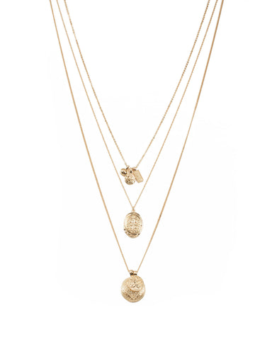 Gold Tone Multi Pendant Layer Necklace