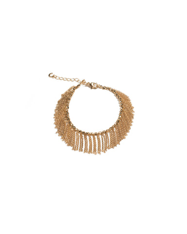 Gold Tone Chain Tassel Arm Cuff
