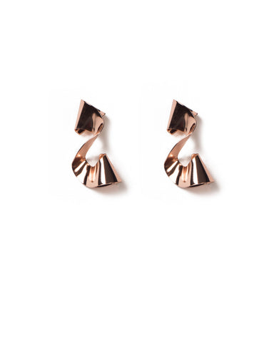 Rose Gold Tone Metal Twist Earrings