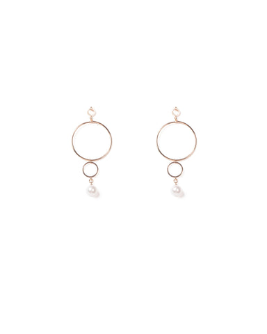 Black Gold Tone Double Circle Drop Earrings