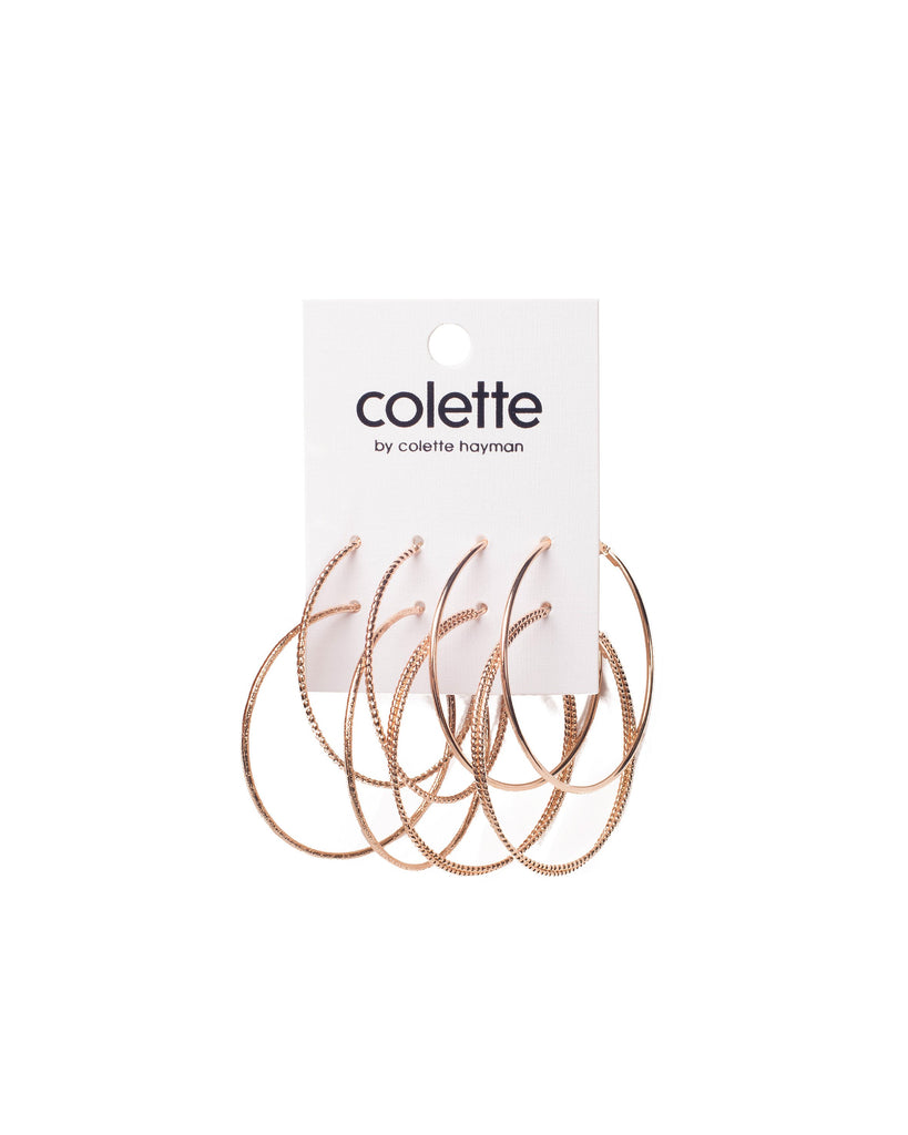 Gold Tone Large Hoop Earrings Pack